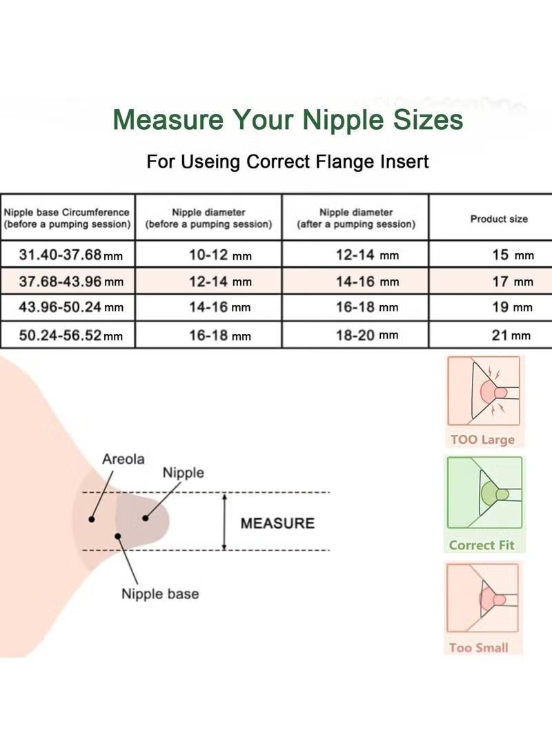 ColaBear 5 Pcs Breast Milk Pump Inserts 13/15/17/19/21mm for Medela,Spectra 24mm Shields,Willow Cups.Compatible with S9/S10/S12 Wearable Breast Pump,Reduce Tunnel down to Correct Size - Image 2